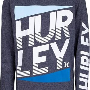 Hurley Navy Heather Long Sleeve Logo Tee with White & Blue Graphics